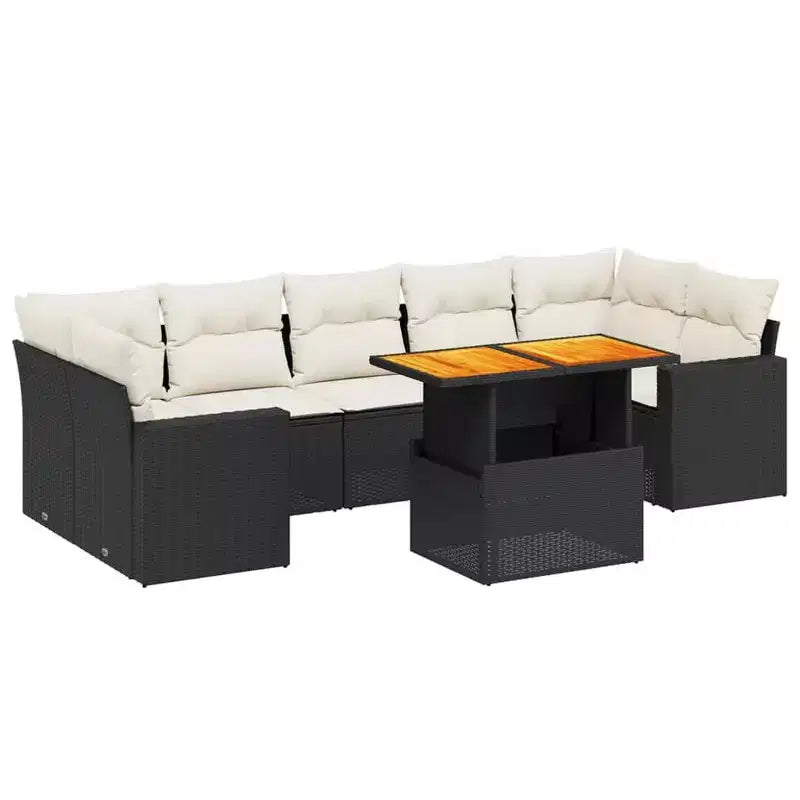vidaXL Garden Sofa Set Black and Cream White