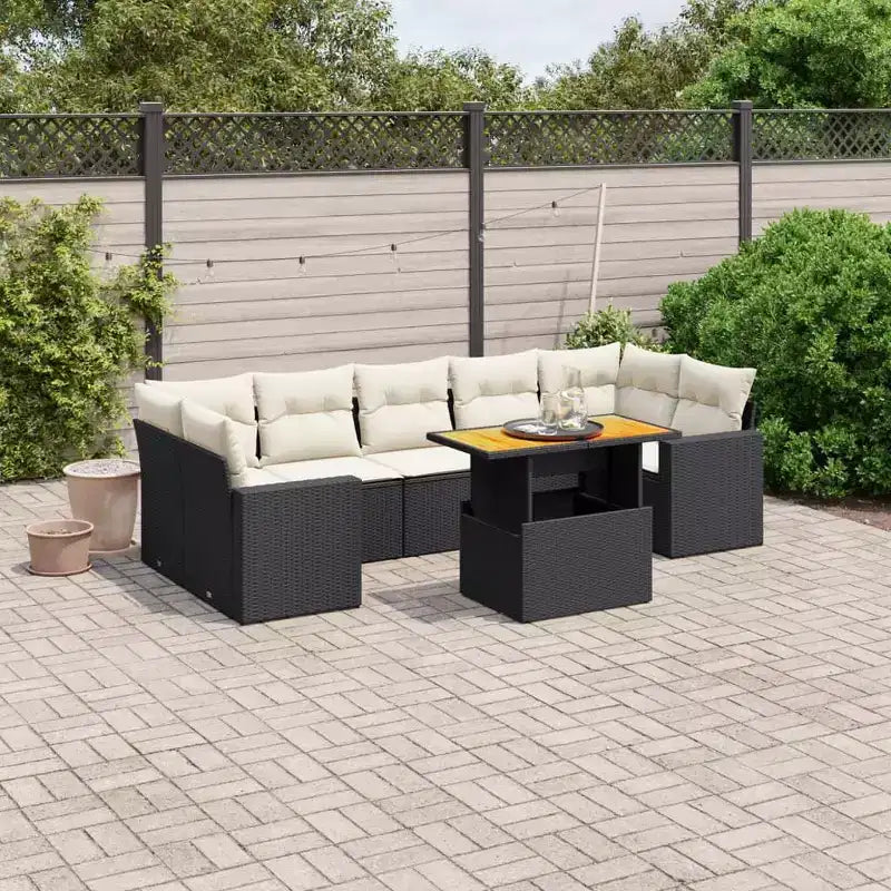 vidaXL Salon de jardin noir et crème