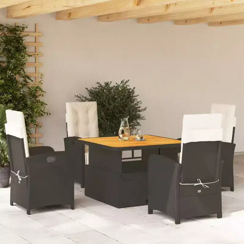 vidaXL Salon de jardin noir, marron, blanc cassé