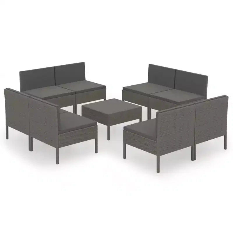 vidaXL Garden Lounge Set Patio Sectional Sofa Couch Outdoor Poly Rattan Grey