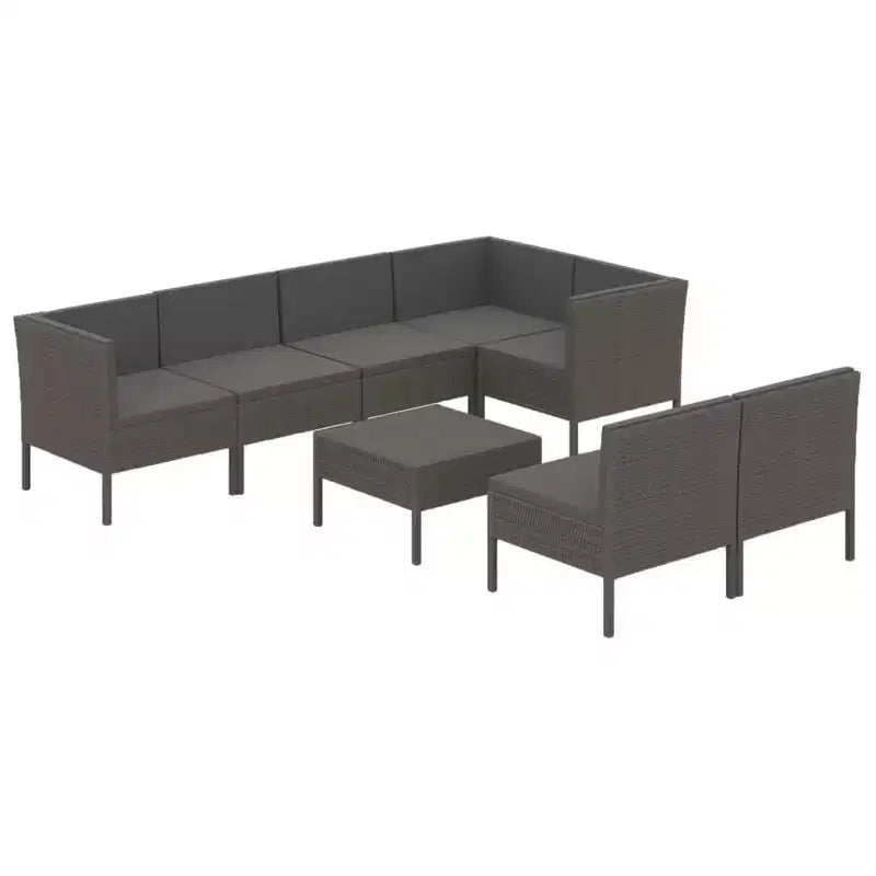vidaXL Patio Lounge Set Outdoor Sectional Sofa Set Table Poly Rattan Gray