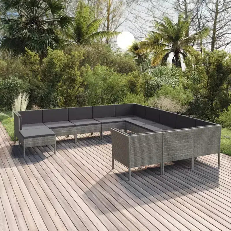 vidaXL Salon de jardin canapé d'angle en résine tressée gris pour terrasse