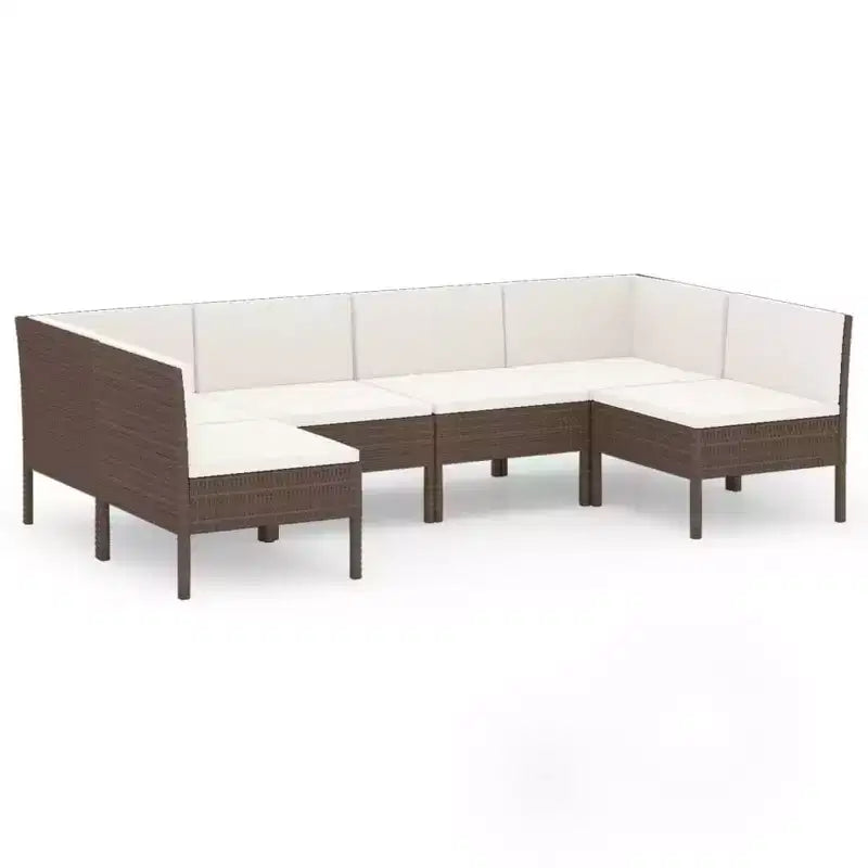 vidaXL Patio Lounge Set Outdoor Sectional Sofa Set Table Poly Rattan Brown