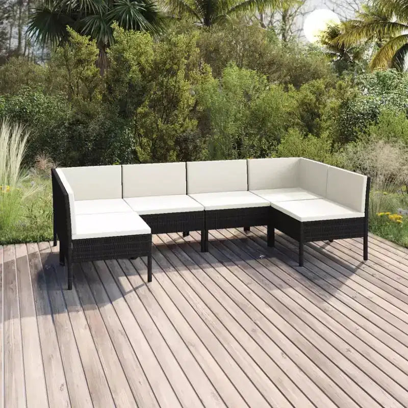vidaXL Salon de jardin canapé d'angle table en poly rotin marron