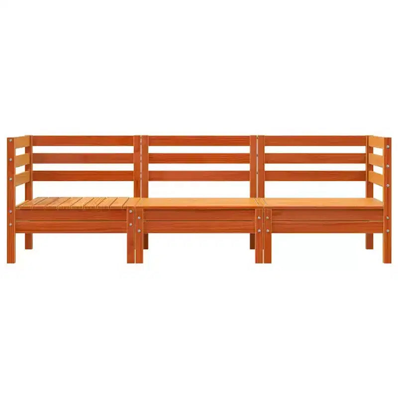 vidaXL Canapé de jardin 3 places en bois de pin marron ciré avec design modulaire et assise à lattes pour terrasse/patio 75x25x24.6