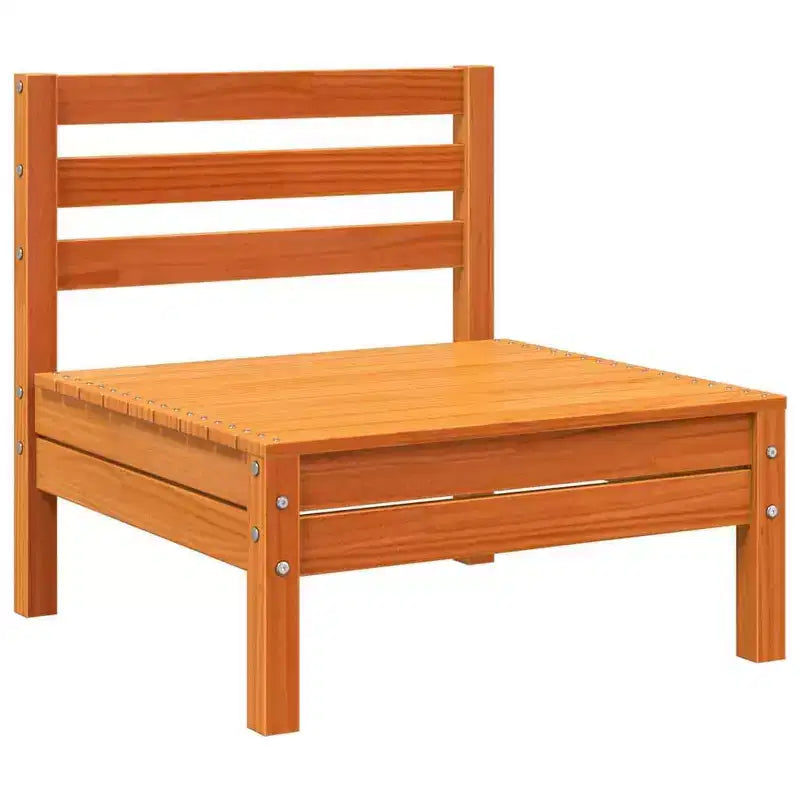 vidaXL Canapé de jardin 3 places en bois de pin marron ciré avec design modulaire et assise à lattes pour terrasse/patio 75x25x24.6