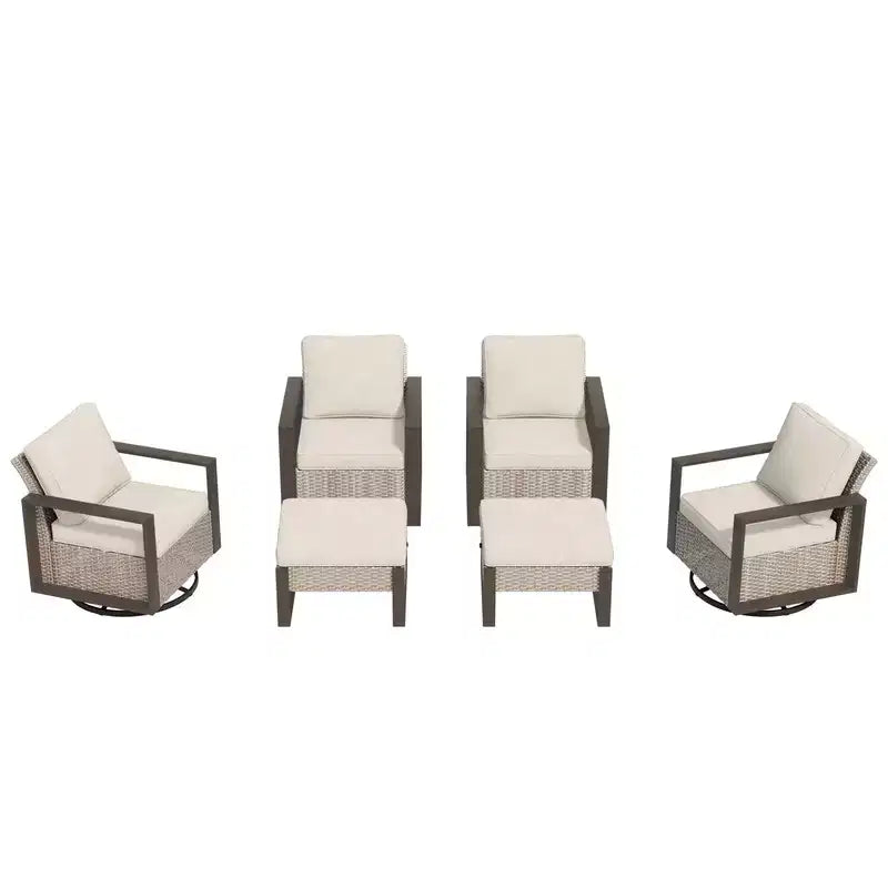 UPTION 6-Piece Wicker Outdoor Sectional Set Patio Conversation