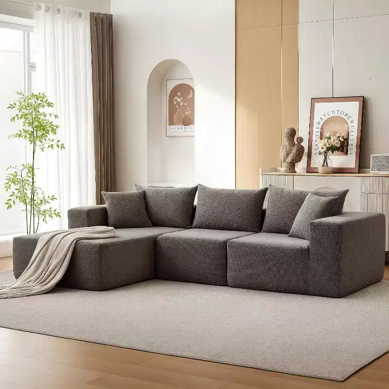 Canapé d'angle convertible en L de 272 cm, canapé modulaire rembourré avec assise profonde, canapé-lit sans assemblage requis pour salon