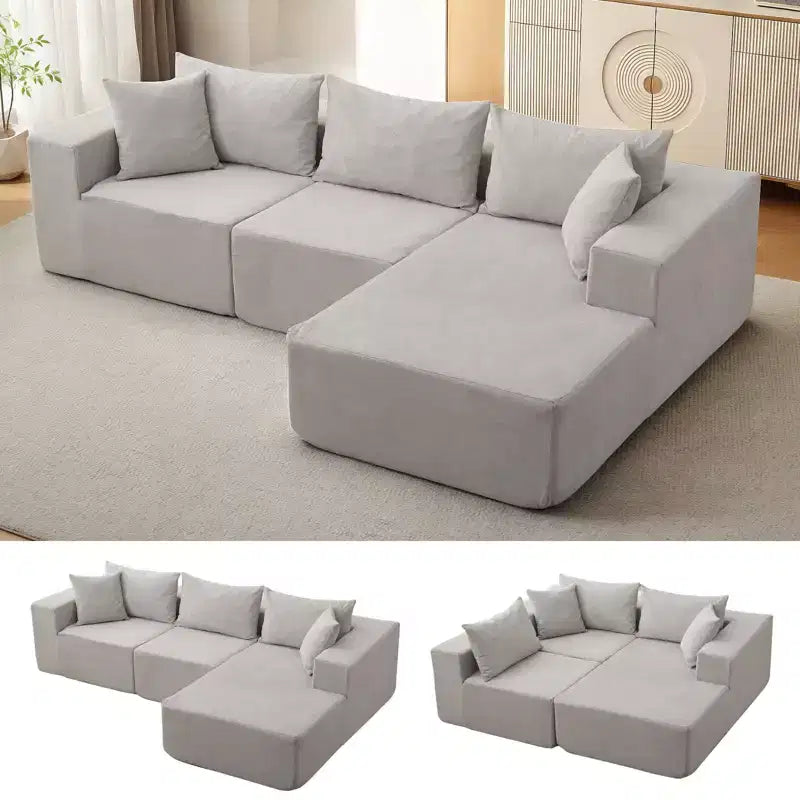 Canapé d'angle convertible en L de 272 cm, canapé modulaire rembourré avec assise profonde, canapé-lit sans assemblage requis pour salon