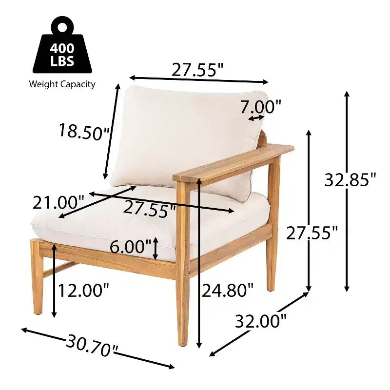 Christopher Knight Home Havor Canapé d'angle d'extérieur moderne 5 places en bois d'acacia de 280 cm avec coussins