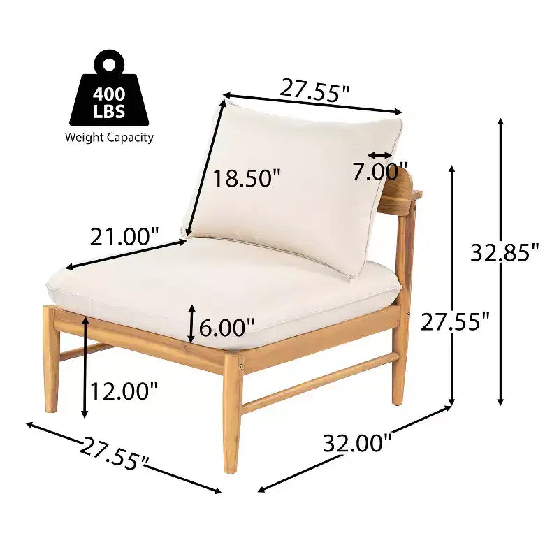 Christopher Knight Home Havor Canapé d'angle d'extérieur moderne 5 places en bois d'acacia de 280 cm avec coussins