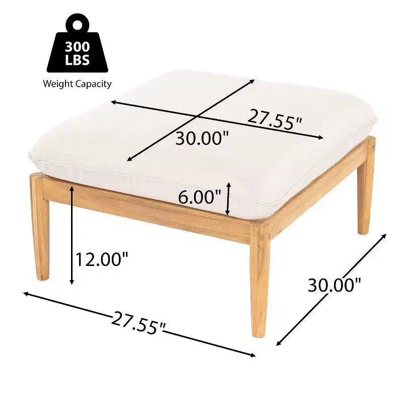 Christopher Knight Home Havor Canapé d'angle d'extérieur moderne 5 places en bois d'acacia de 280 cm avec coussins
