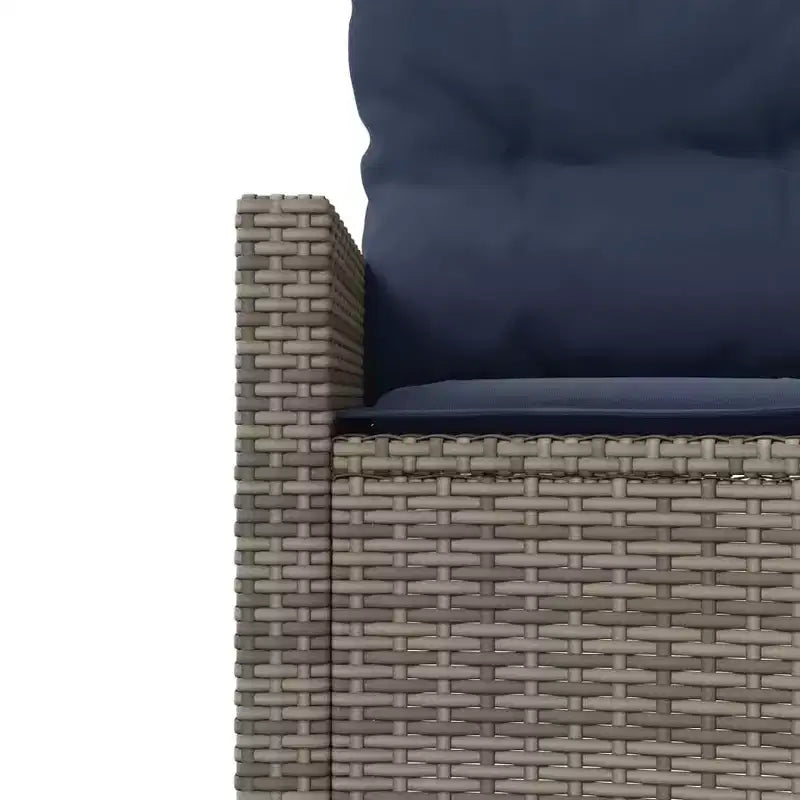 vidaXL Canapé de jardin avec coussins, canapé demi-rond, rotin synthétique gris - Sans table