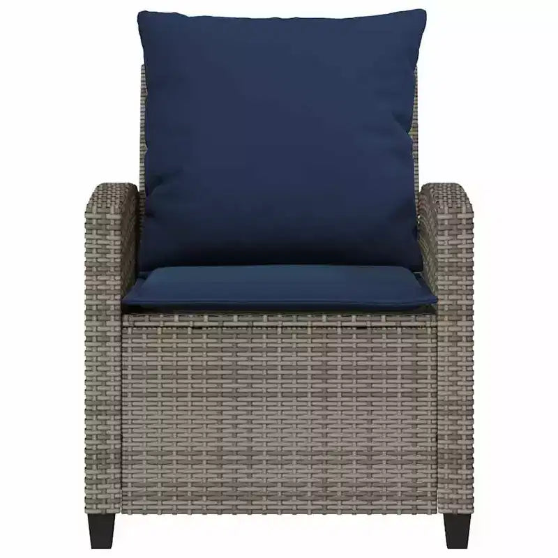 vidaXL Ensemble de canapés de jardin gris, en résine tressée bleu marine et acier thermolaqué