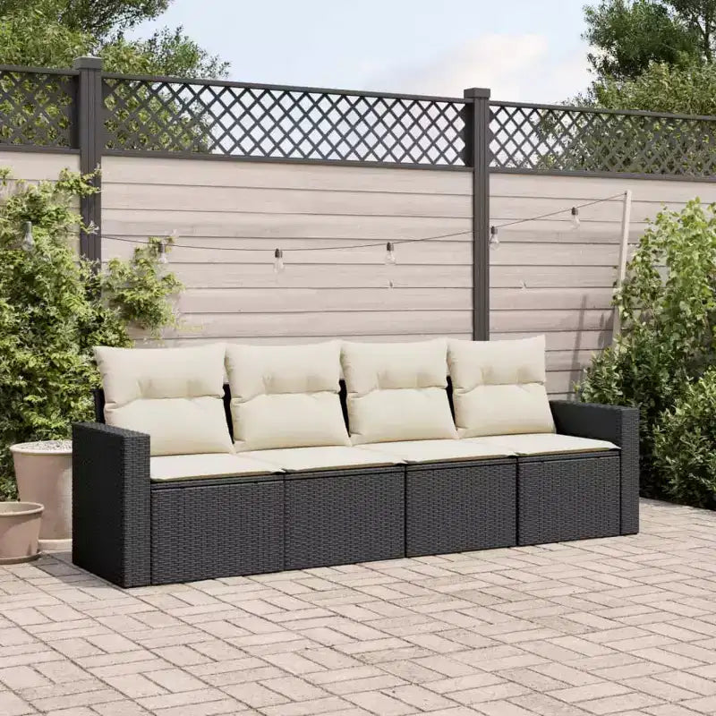 vidaXL Salon de jardin en rotin PE noir 4 pièces modulable