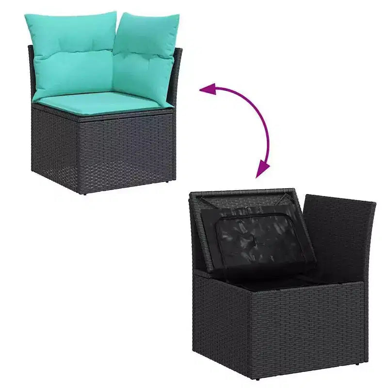 vidaXL Salon de jardin 11 pièces avec coussins en résine tressée noir