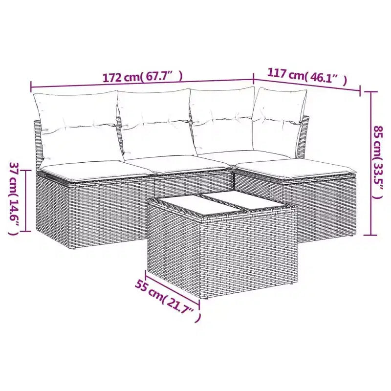 vidaXL Ensemble de canapés de jardin 5 pcs avec coussins résine tressée noir