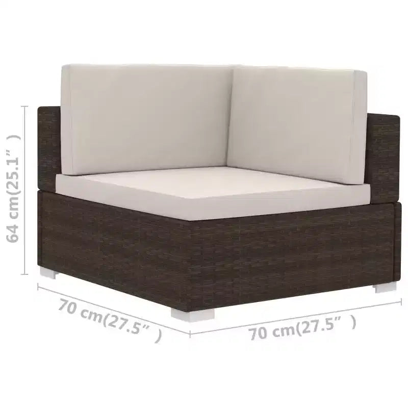 vidaXL Salon de jardin 3 places modulable rectangulaire