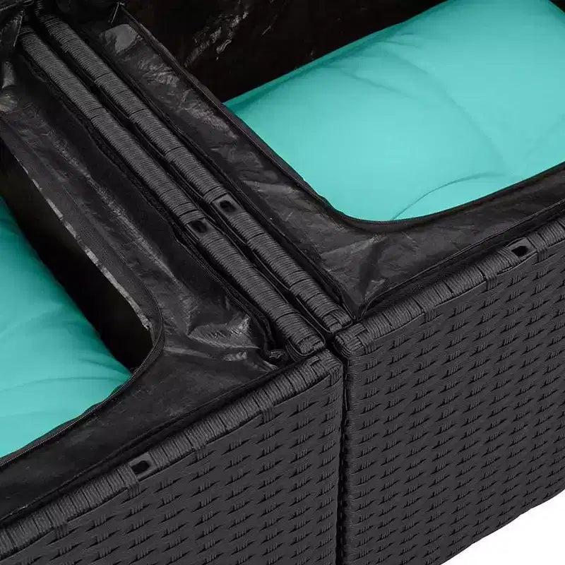 vidaXL Salon de jardin 8 pcs Noir et turquoise Résine tressée - Noir et turquoise sans table