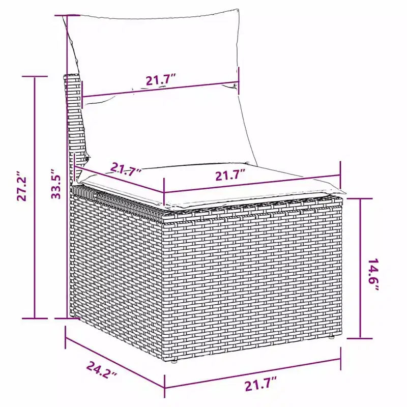 vidaXL Salon de jardin avec coussins 6 pcs Résine tressée Noir - Noir et Turquoise sans table