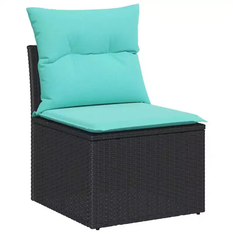 vidaXL Salon de jardin 7 pcs Noir et turquoise Résine tressée