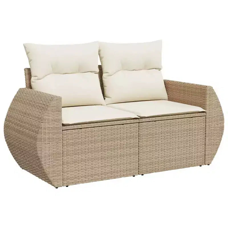 vidaXL Ensemble de canapés de jardin 8 pcs avec coussins résine tressée marron - Marron et crème