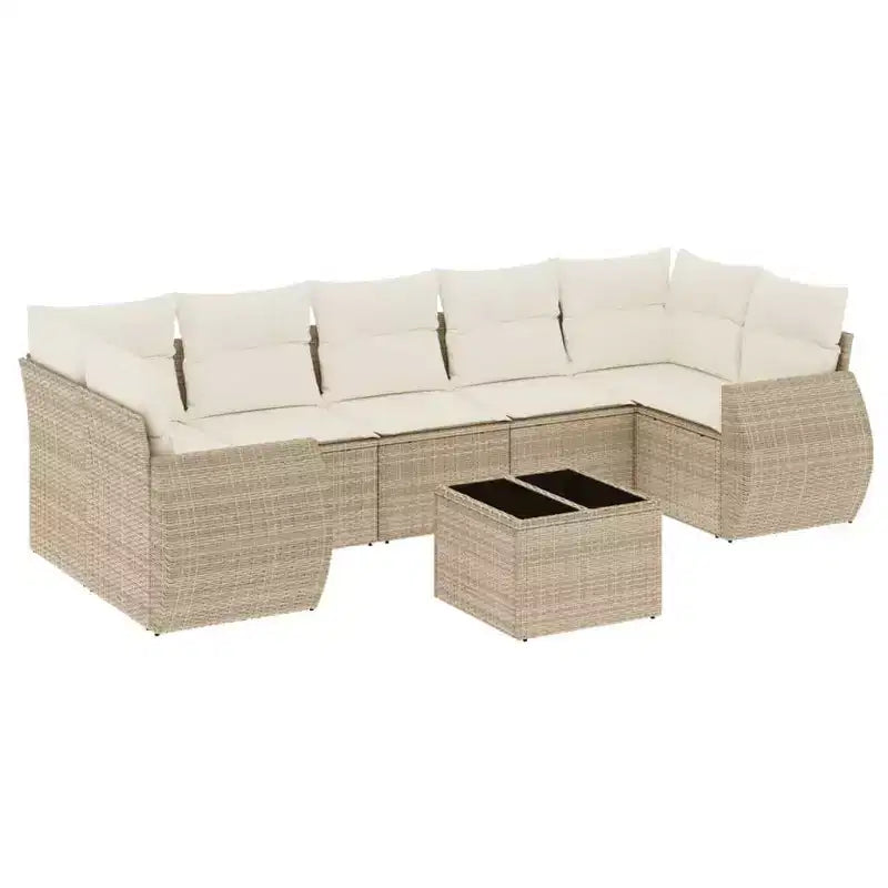 vidaXL Ensemble de canapés de jardin 8 pcs avec coussins résine tressée marron - Marron et crème