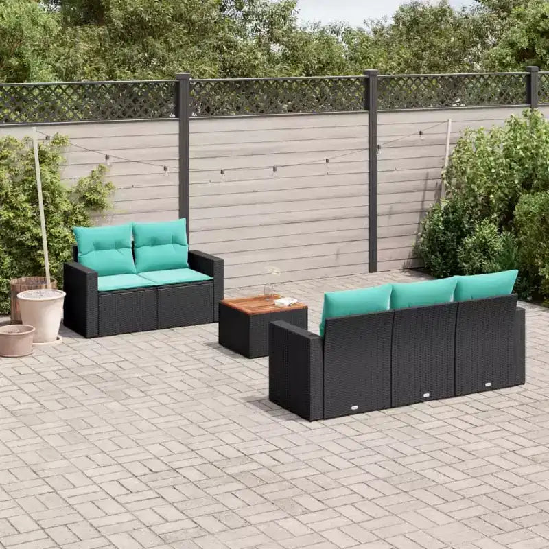 vidaXL Ensemble de canapés de jardin 6 pièces avec coussins Résine tressée noire