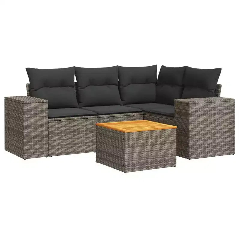 vidaXL Salon de jardin avec coussins, mobilier d'extérieur 5 pièces en poly rotin