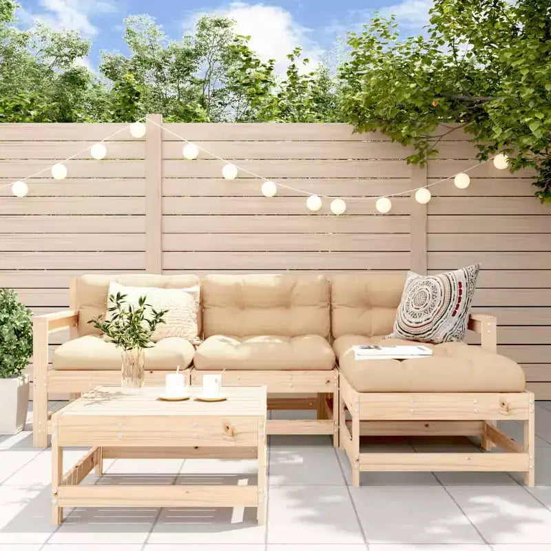 vidaXL Salon de jardin en bois de pin massif et bois d'ingénierie naturel moyen