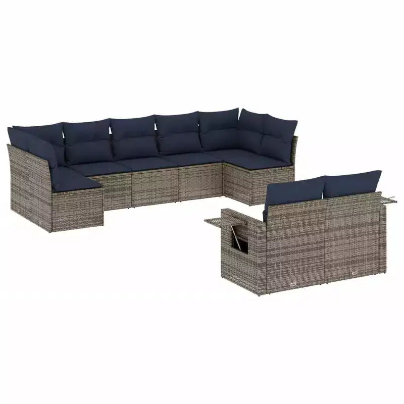 vidaXL Salon de jardin en rotin PE noir, polyester, acier revêtu par poudre