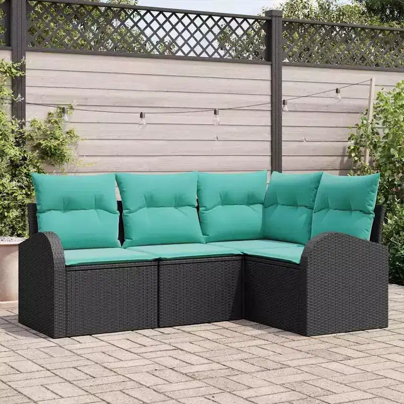 vidaXL Salon de jardin avec coussins 4 pcs Résine tressée marron