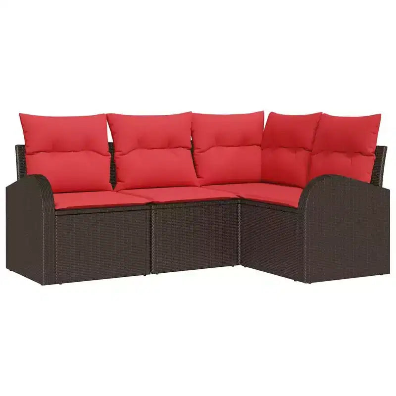 vidaXL Garden Sofa Set with Cushion 4 pcs Brown Poly rattan