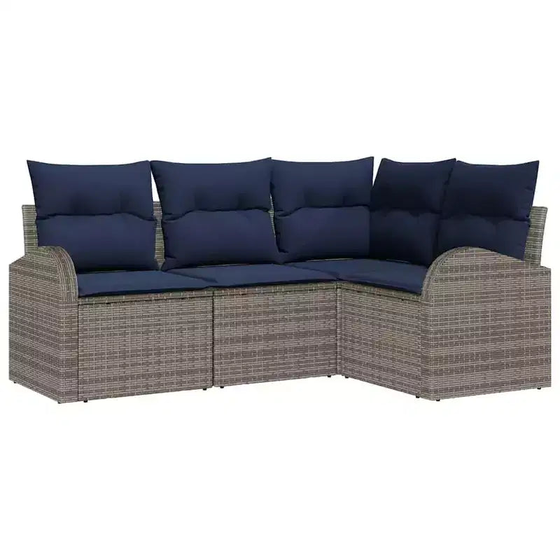vidaXL Salon de jardin avec coussins 4 pcs Résine tressée marron