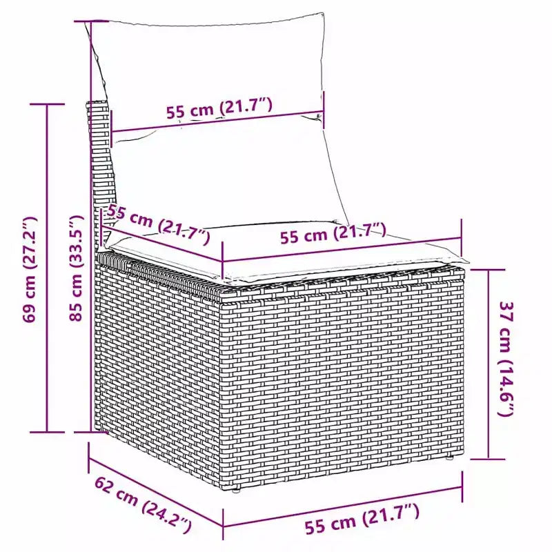 vidaXL Salon de jardin 10 pcs marron en rotin synthétique