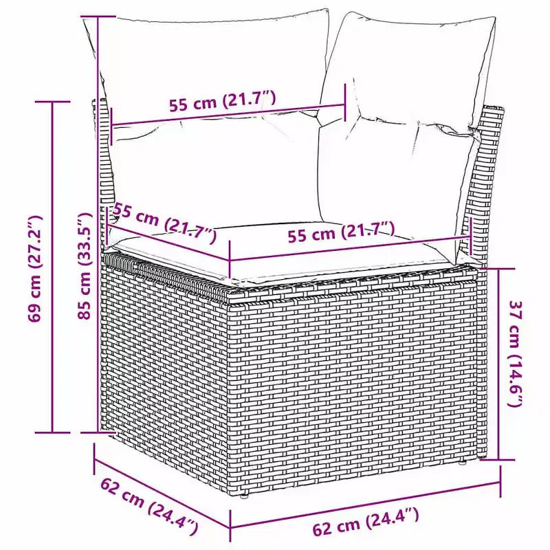 vidaXL Salon de jardin 10 pcs marron en rotin synthétique