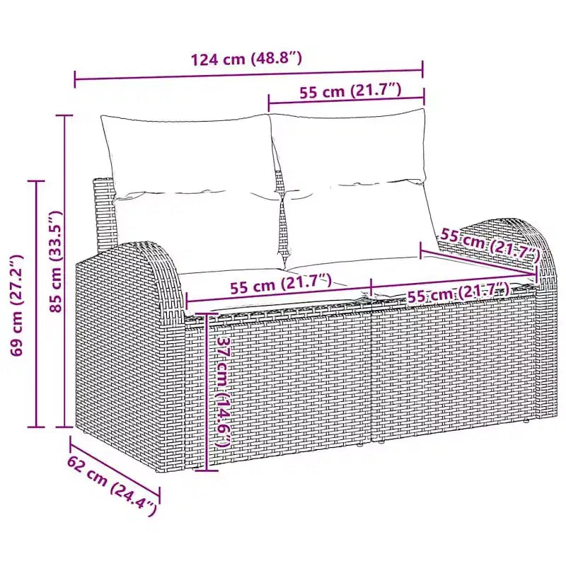 vidaXL Salon de jardin 10 pcs marron en rotin synthétique