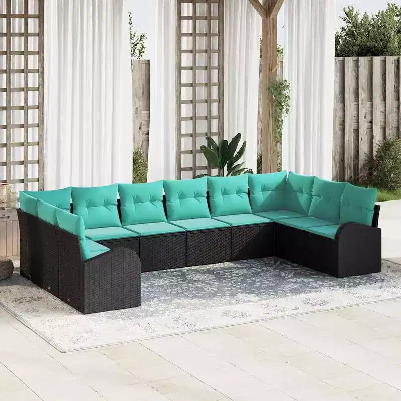 vidaXL Salon de jardin 10 pcs marron en rotin synthétique