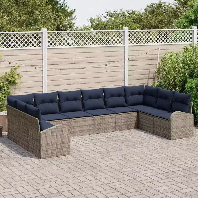 vidaXL Salon de jardin 10 pcs marron en rotin synthétique