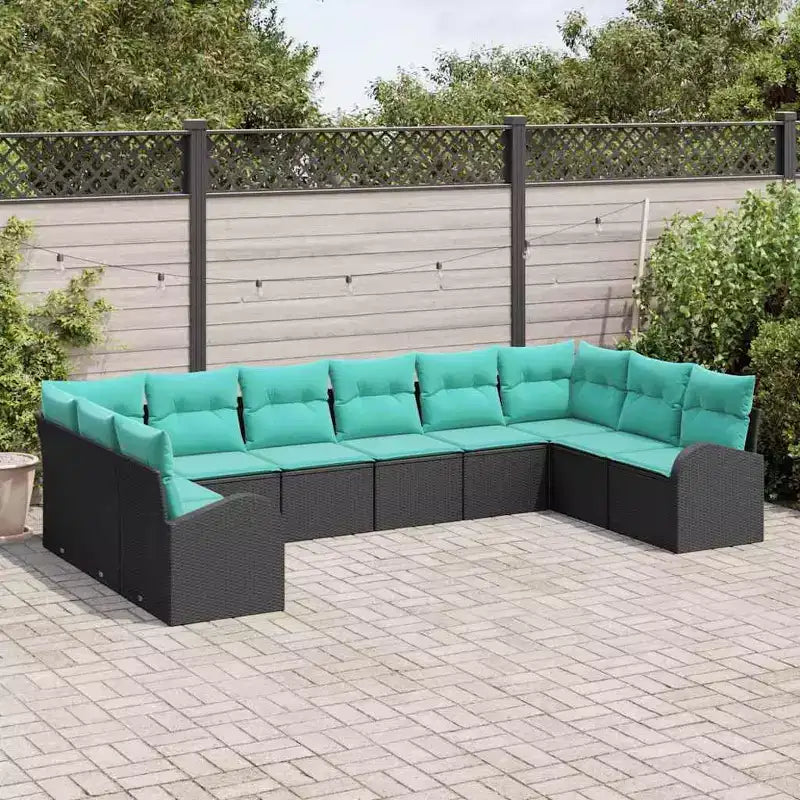 vidaXL Salon de jardin 10 pcs marron en rotin synthétique