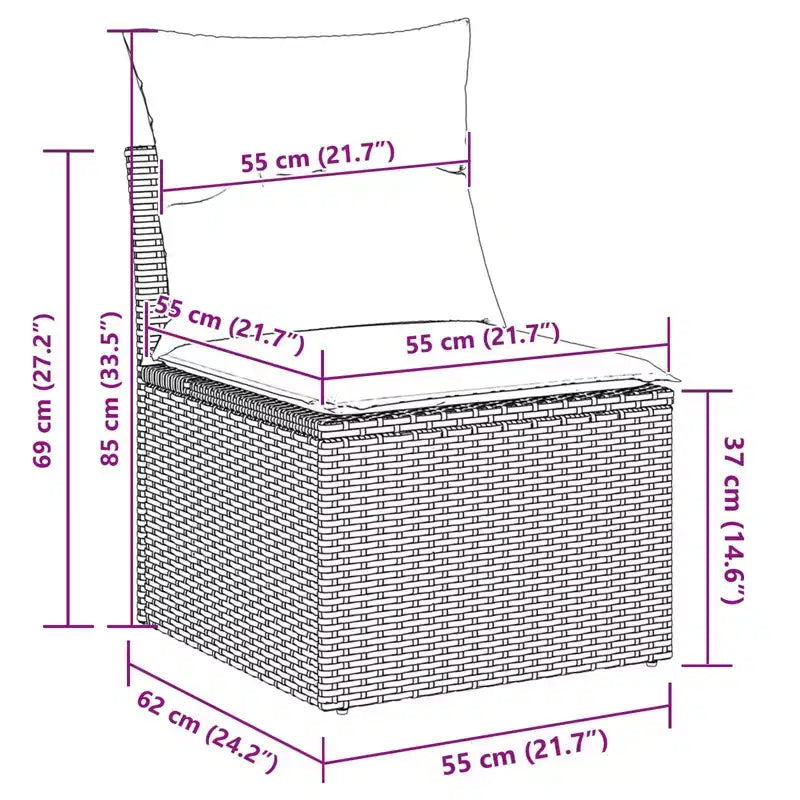 vidaXL Salon de jardin 10 pcs marron en rotin synthétique