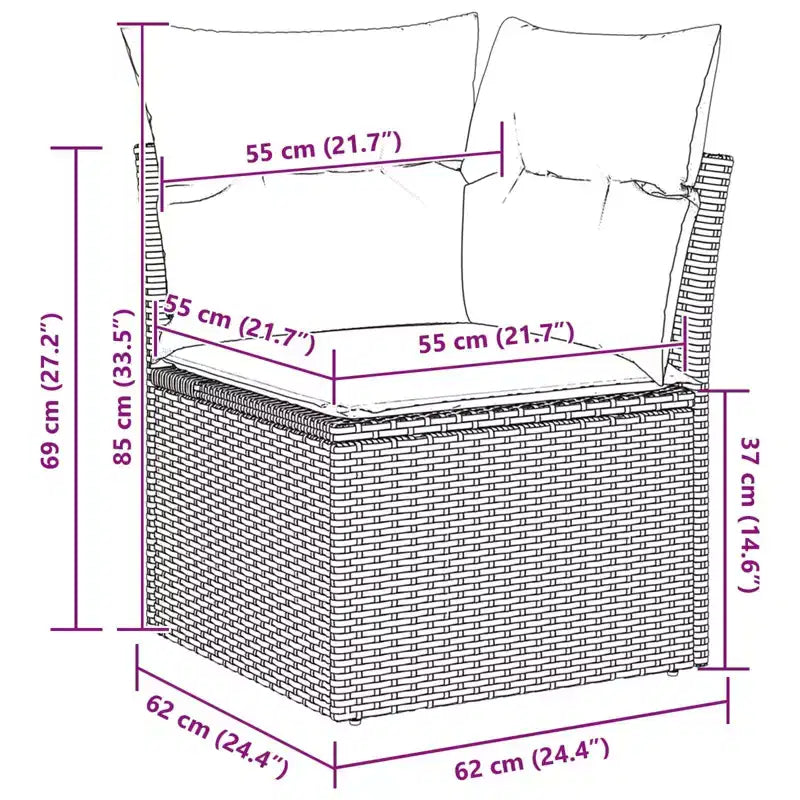 vidaXL Salon de jardin 10 pcs marron en rotin synthétique