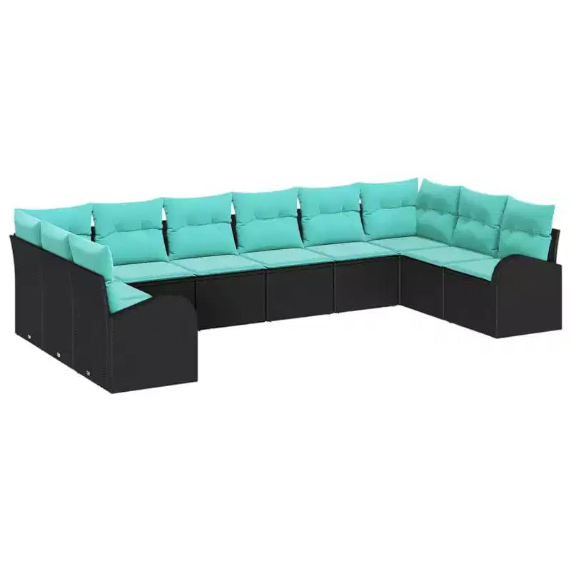 vidaXL Salon de jardin 10 pcs marron en rotin synthétique