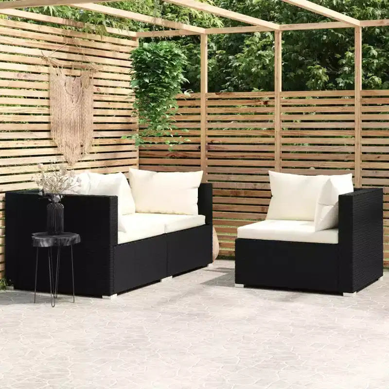 vidaXL Salon de Jardin 3 Pièces Canapé d'Angle avec Coussins Résine Tressée