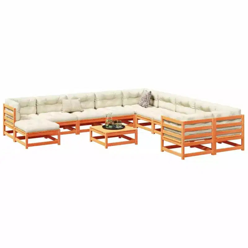 vidaXL Ensemble de canapés de jardin modulable en bois de pin massif Grand modèle