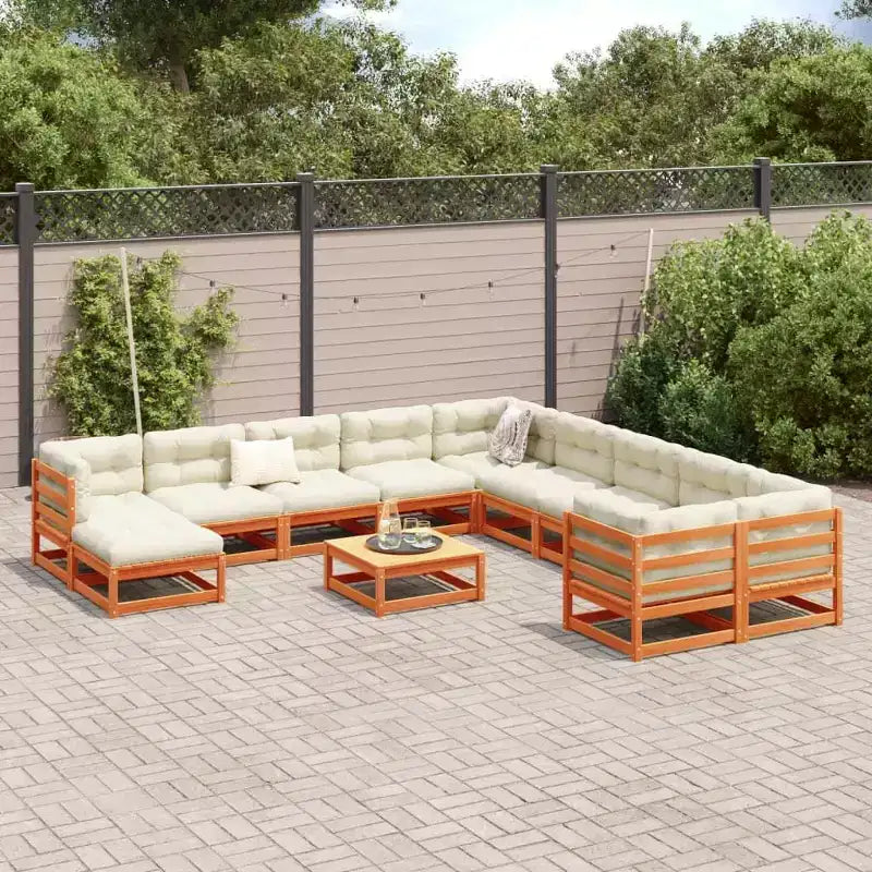 vidaXL Ensemble de canapés de jardin modulable en bois de pin massif Grand modèle