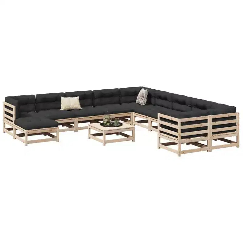 vidaXL Ensemble de canapés de jardin modulable en bois de pin massif Grand modèle
