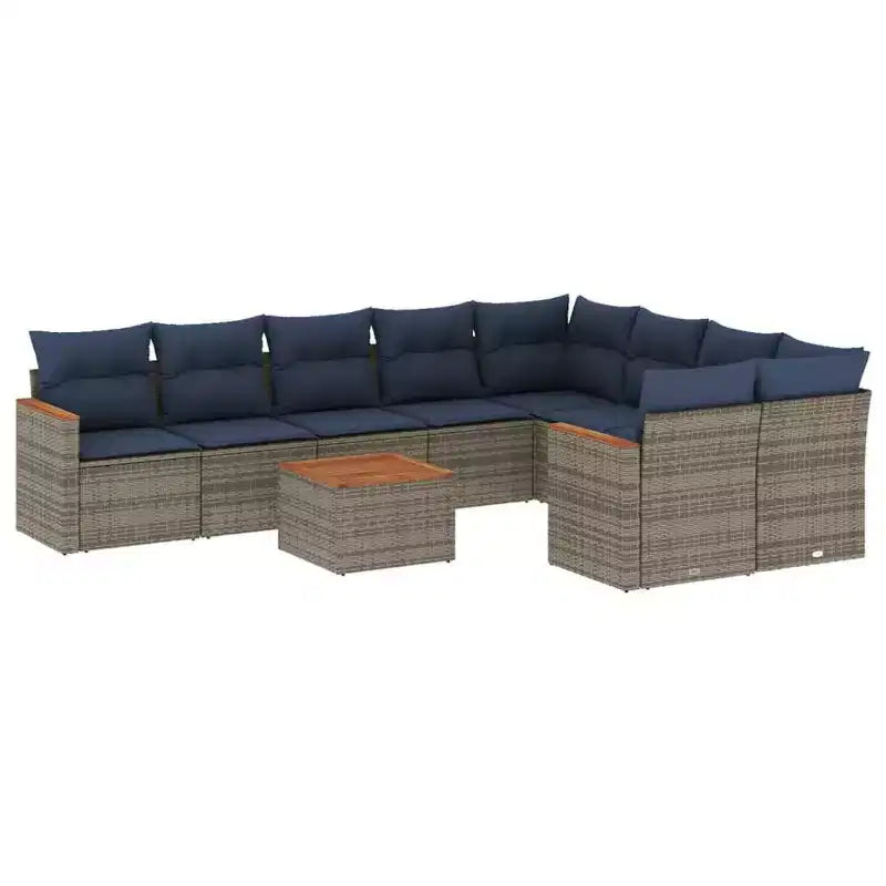 vidaXL Garden Sofa Set with Cushions Poly Rattan
