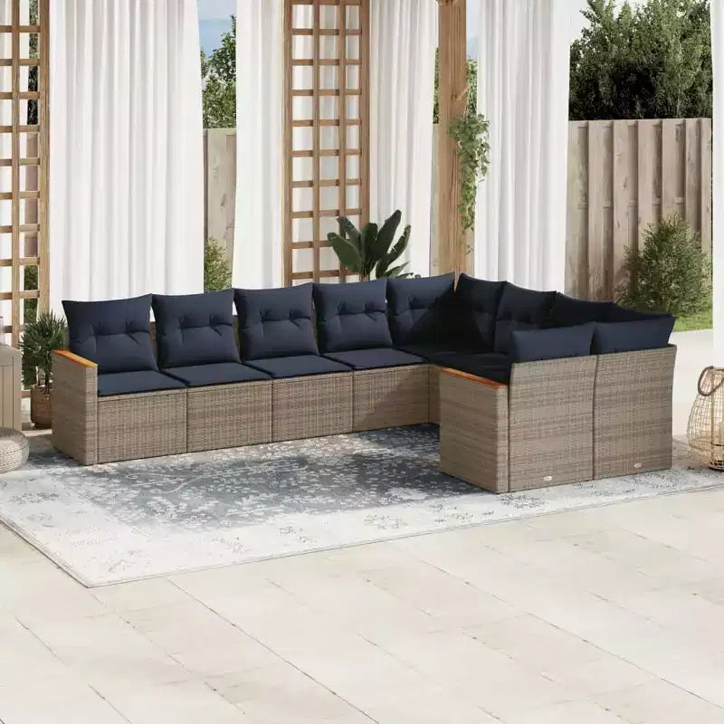 vidaXL Salon de jardin avec coussins en résine tressée