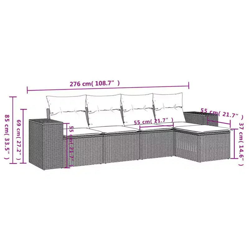 vidaXL Ensemble de canapés de jardin 5 pcs avec coussins résine tressée gris